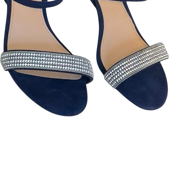 I. Miller Netany Kitten Heel Sandals Dark Navy Blue Suede Size 6.5 M Formal-New - Picture 4 of 12